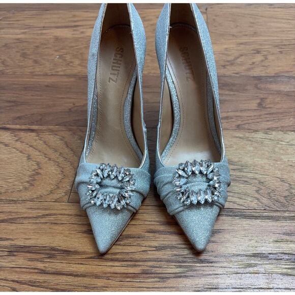 B21 Schutz Meisho Glam Glitter Pointed Pumps Womens 7 Disco Glam Fairy Coquette - Picture 3 of 11